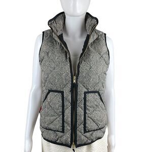 J. Crew Factory Quilted Herringbone Puffer Vest in Black & White, size XS - EUC